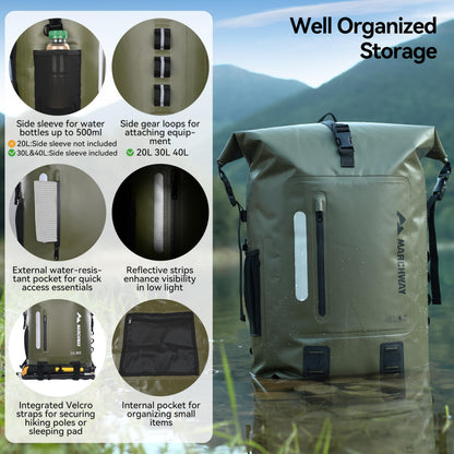 Roll-Top Waterproof Dry Bag Backpack for Hiking and Kayaking