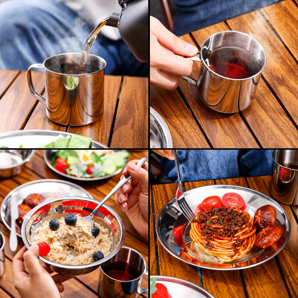 29-Piece Stainless Steel Camping Mess Kit with Tableware Set