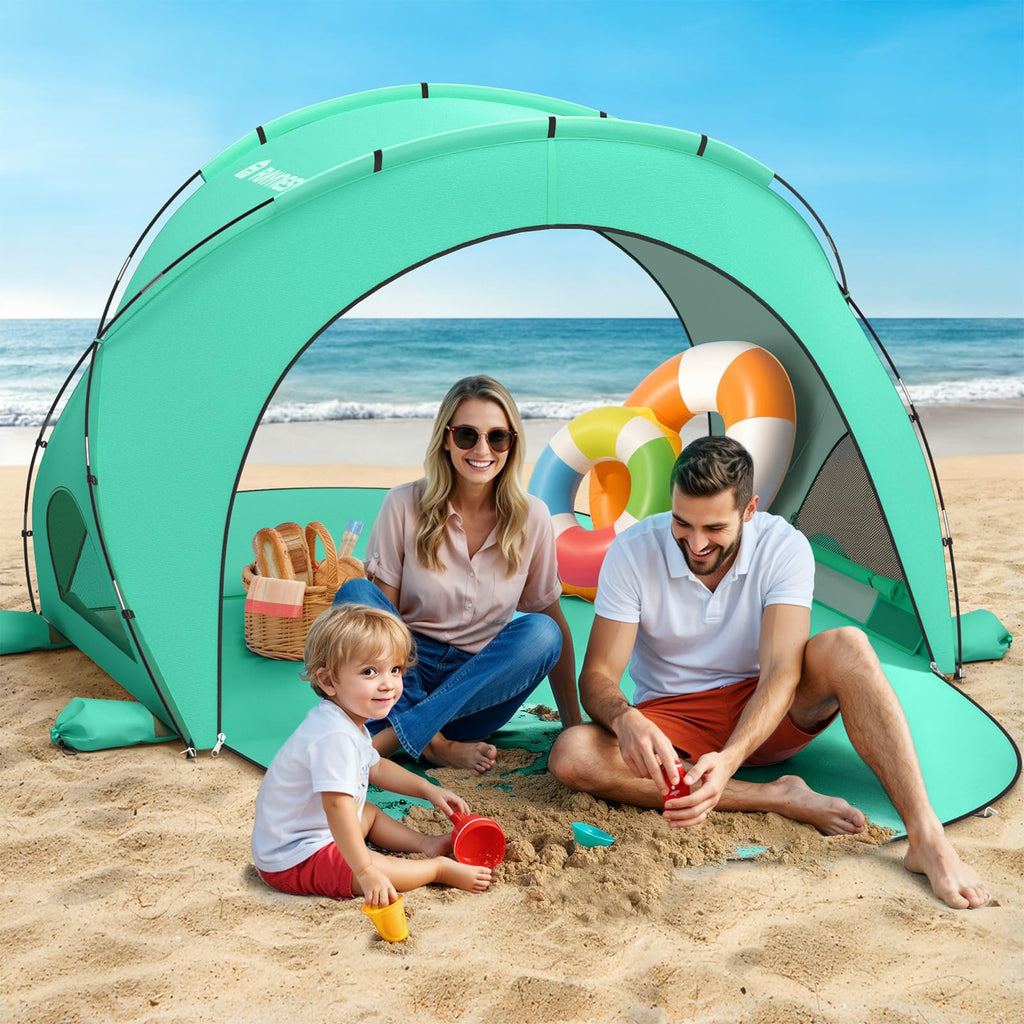 UPF50+ Portable Beach Sun Shelter Tent with Dual Zipper Doors
