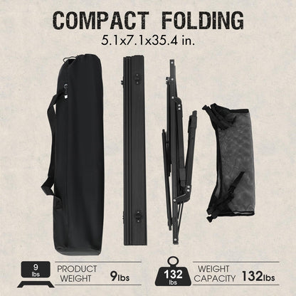 Adjustable Foldable Aluminum Camping Table with Carry Bag