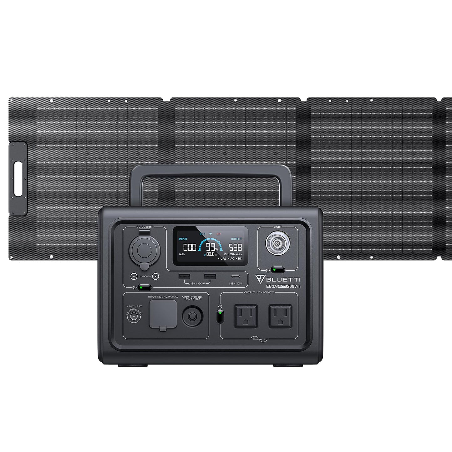 Expandable Portable LiFePO4 Solar Generator Power Station with External Battery Module