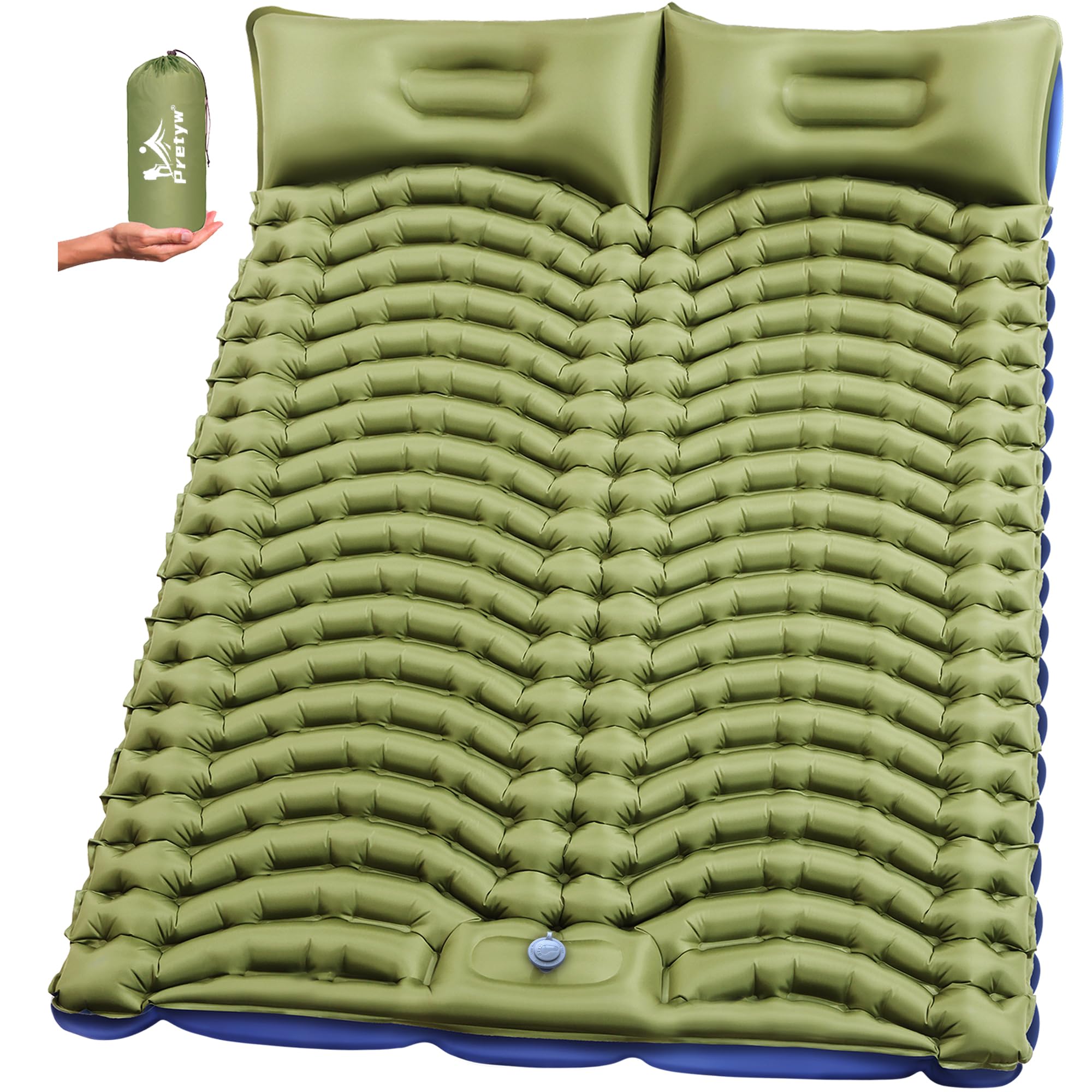 2-Person Compact Inflatable Sleeping Pad with Pillow and Pump