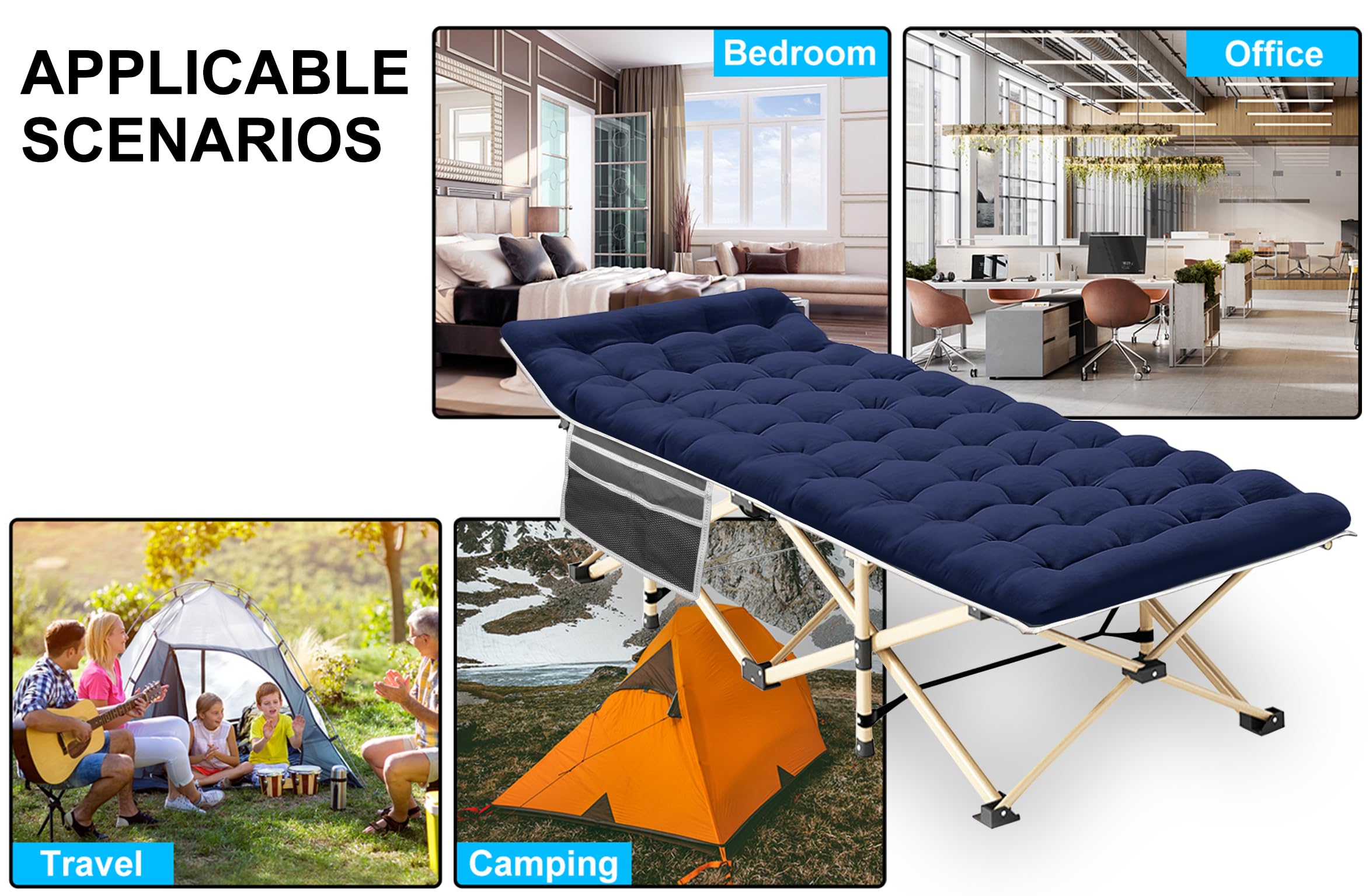 450lb Heavy Duty Folding Camping Cot with Carry Bag