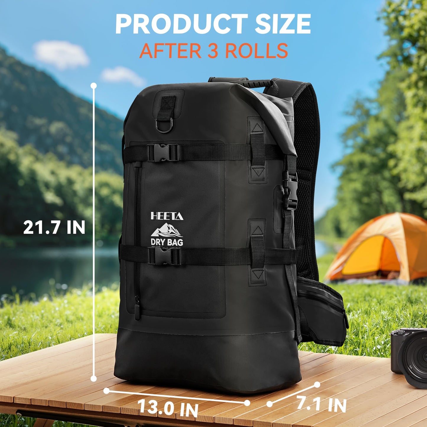 40L Waterproof Roll-Top Dry Bag Backpack for Hiking and Water Sports