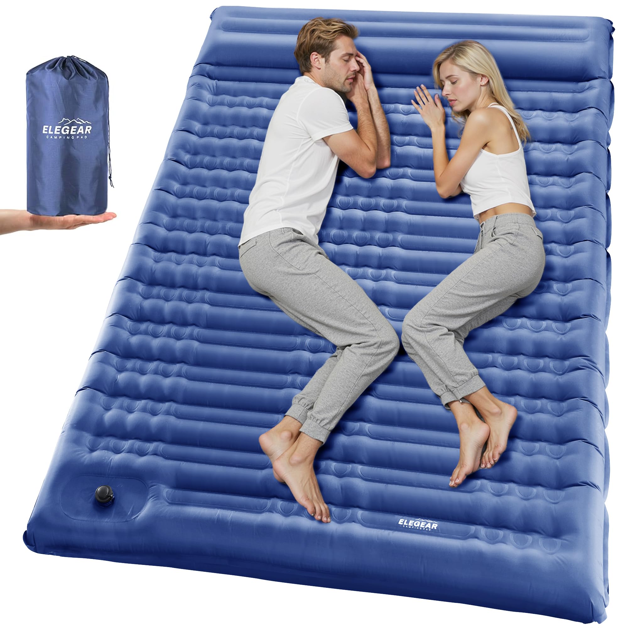 Ultra-Thick Camping Sleeping Pad with Pillow and Foot Pump