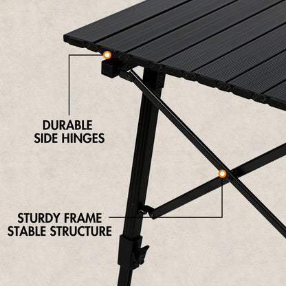 Adjustable Foldable Aluminum Camping Table with Carry Bag
