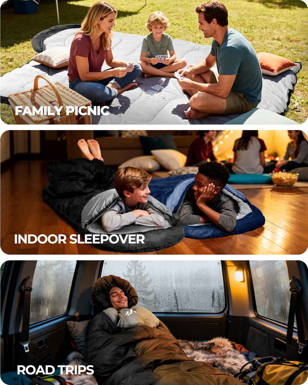 Cold Weather Waterproof Sleeping Bag for Adults and Kids