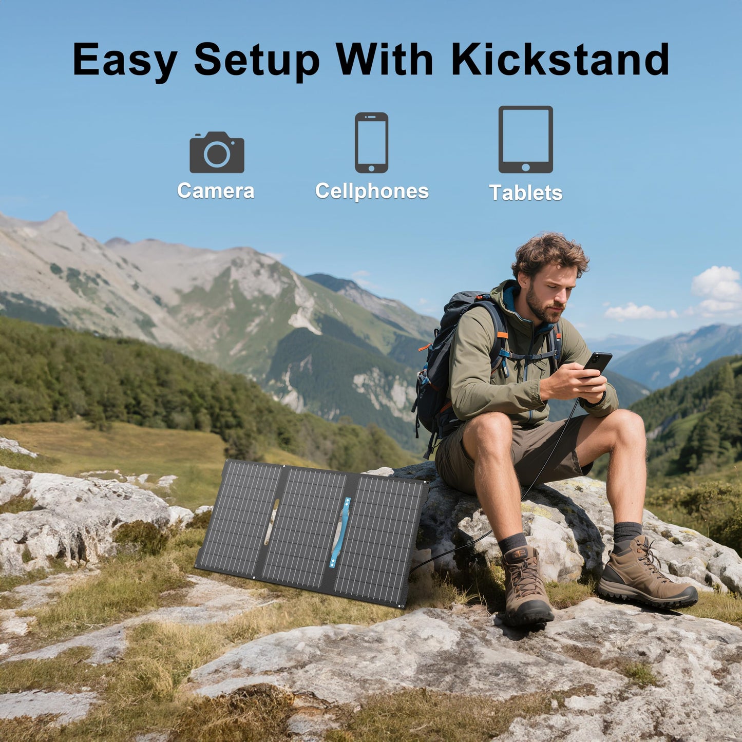 Foldable Waterproof Portable Solar Panel Charger for Camping and Off-Grid Use