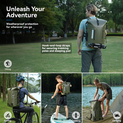 Roll-Top Waterproof Dry Bag Backpack for Hiking and Kayaking