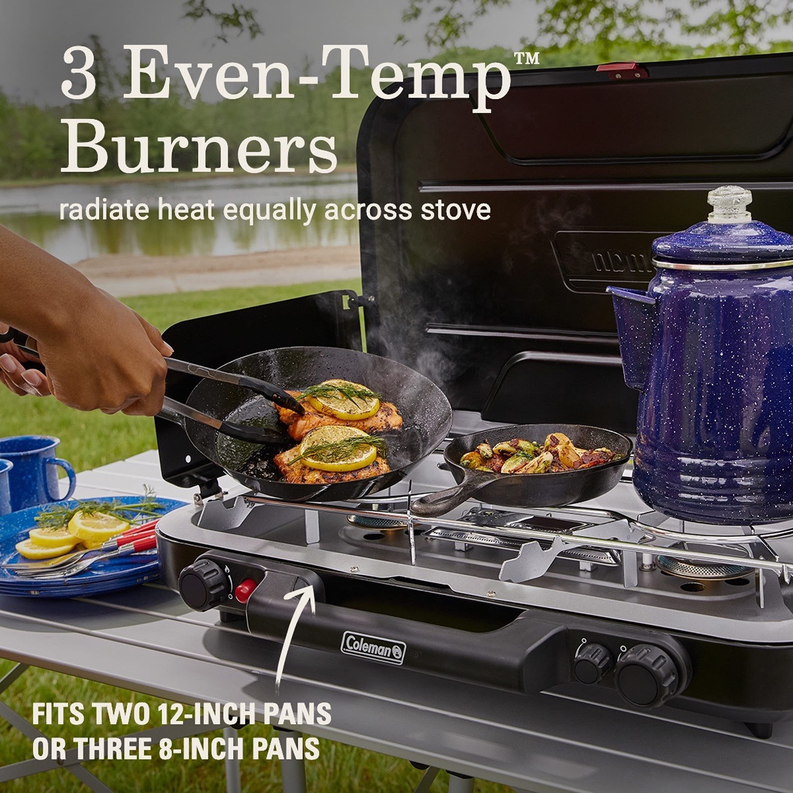 3-Burner Portable Propane Camping Stove with Adjustable Heat Control