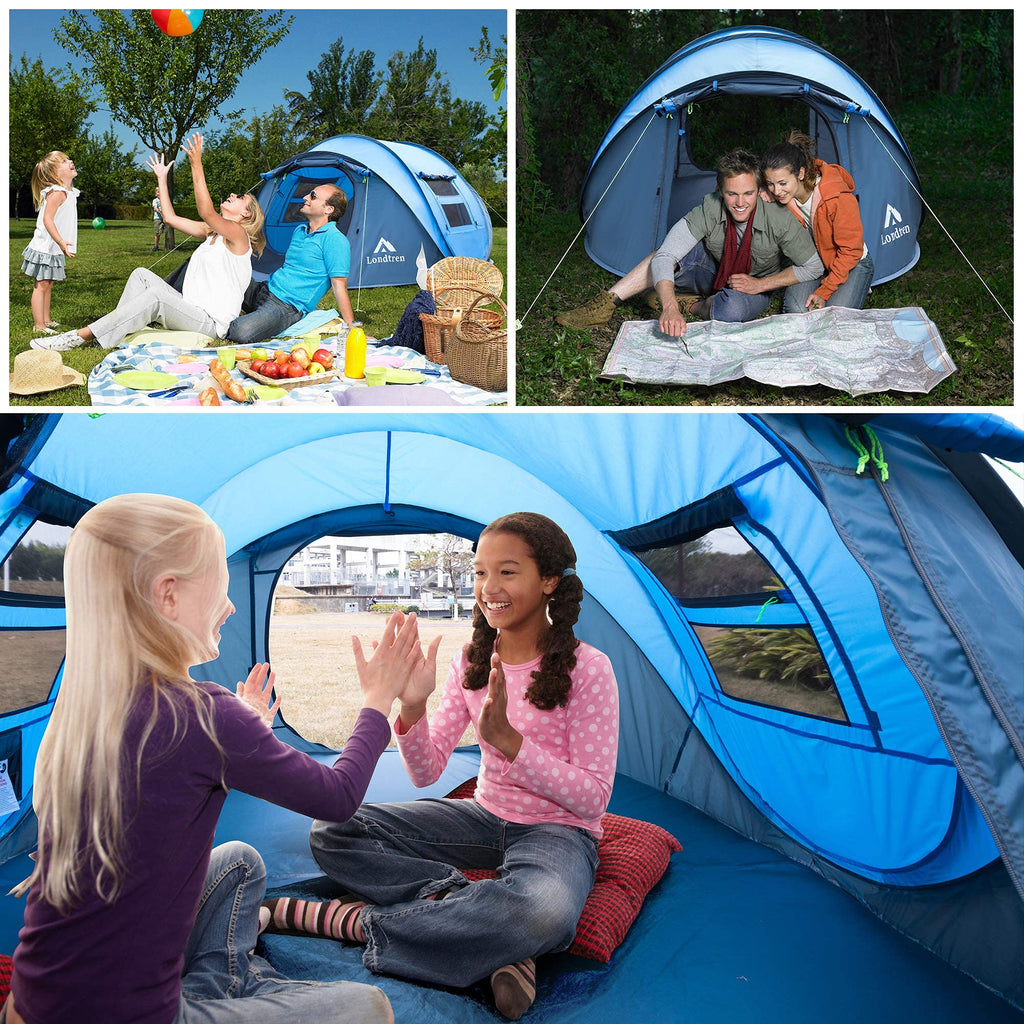 4 Person Waterproof Instant Pop-Up Tent with Dual Doors