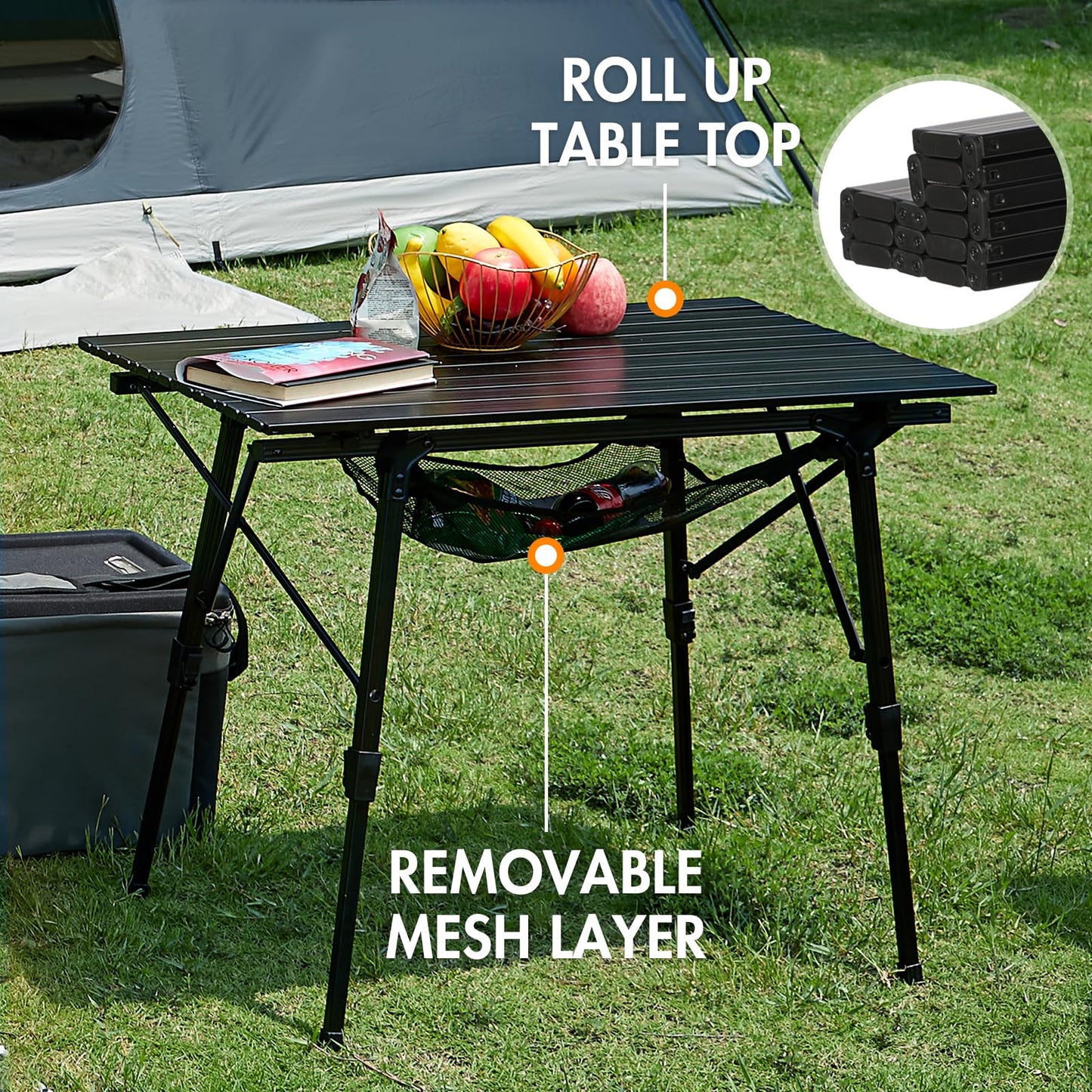 Adjustable Foldable Aluminum Camping Table with Carry Bag