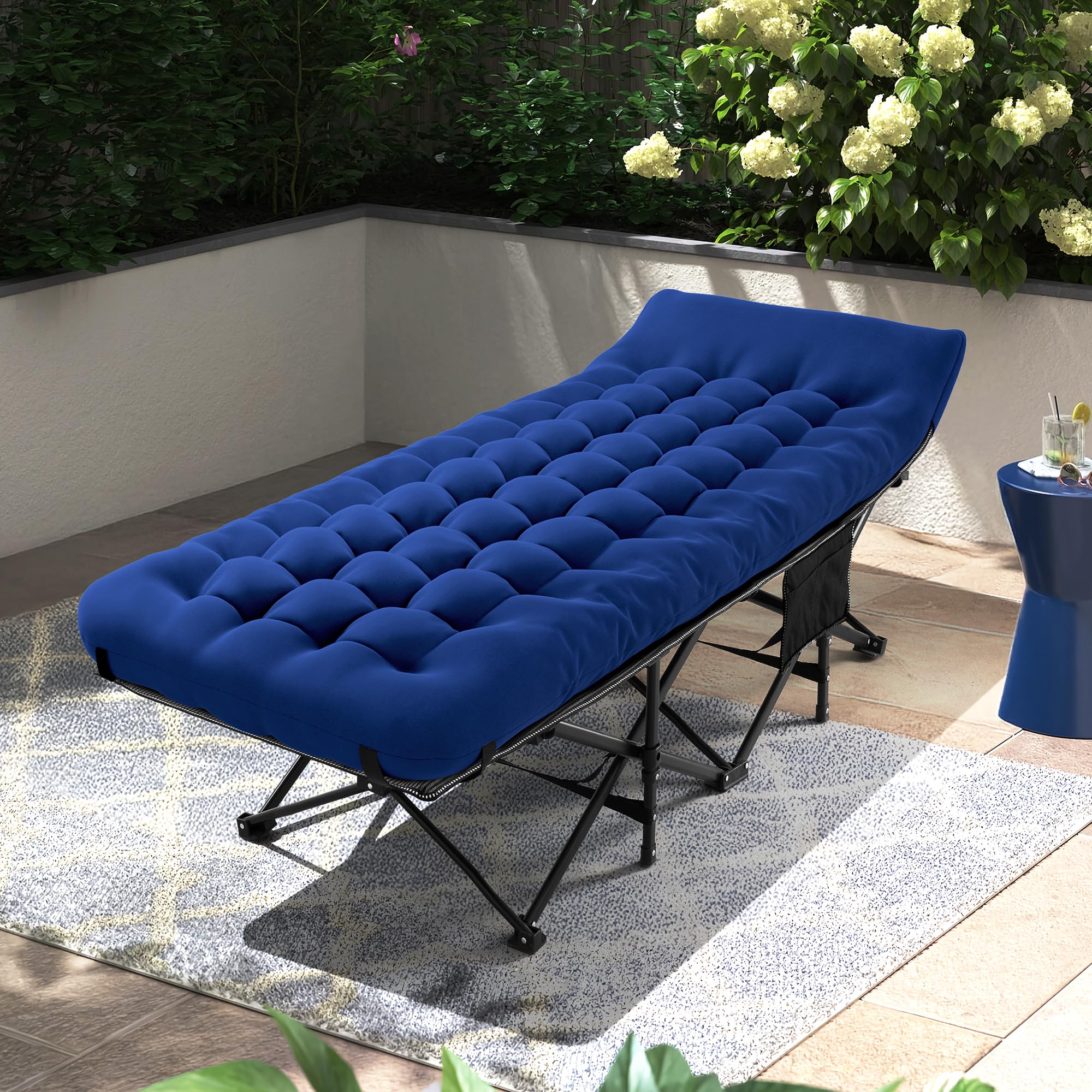 28-Inch Extra-Wide Folding Camping Cot with Mattress