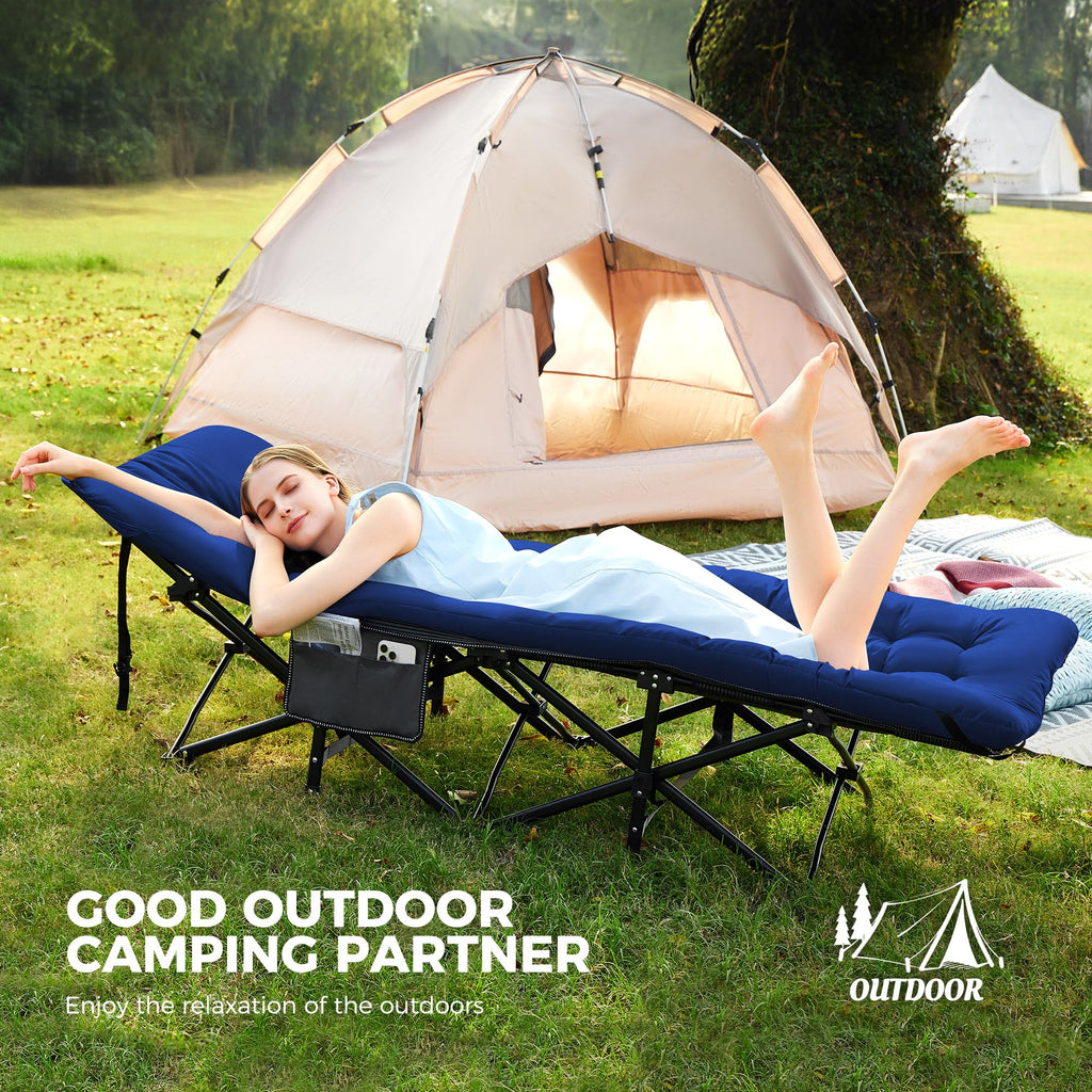 28-Inch Extra-Wide Folding Camping Cot with Mattress