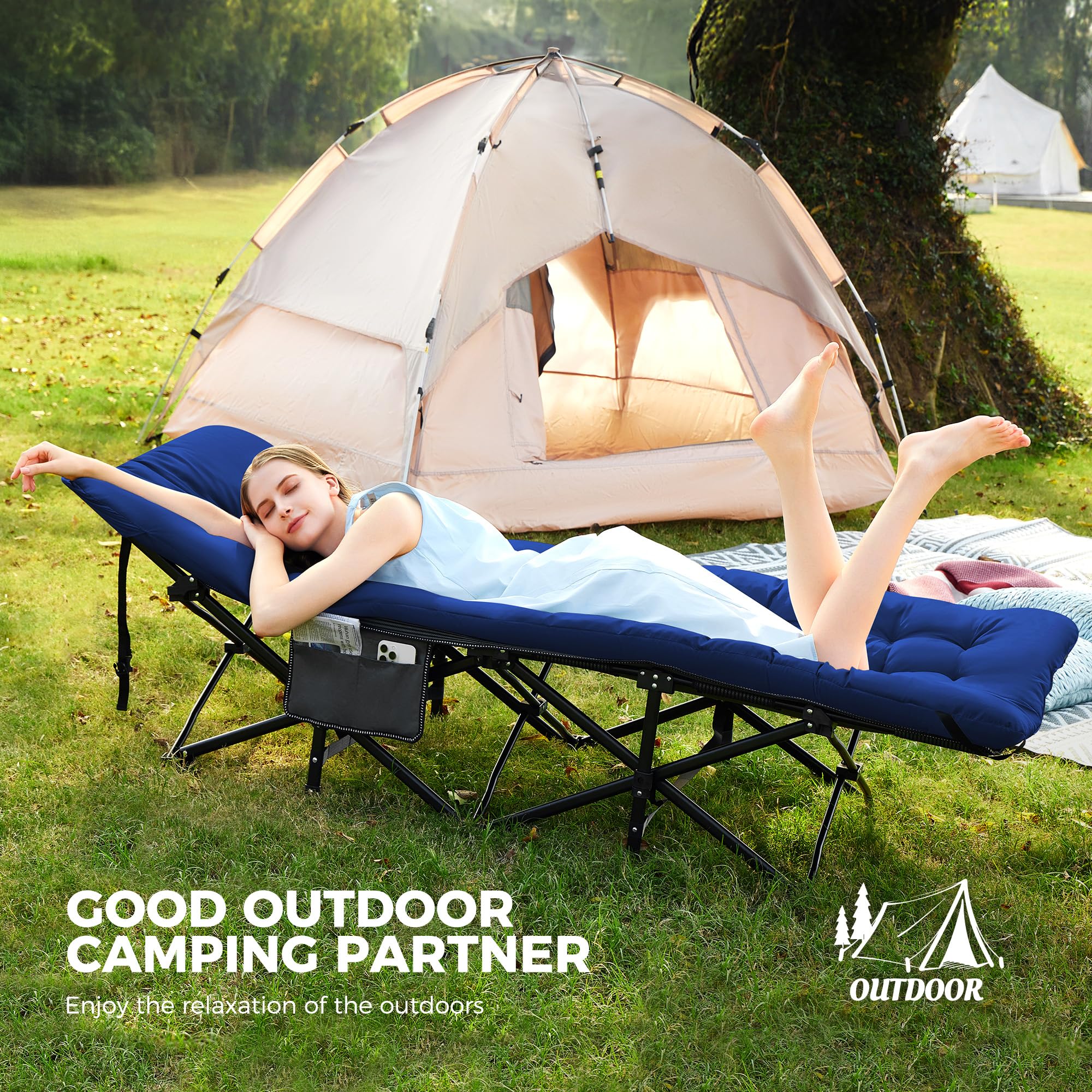 28-Inch Extra-Wide Folding Camping Cot with Mattress