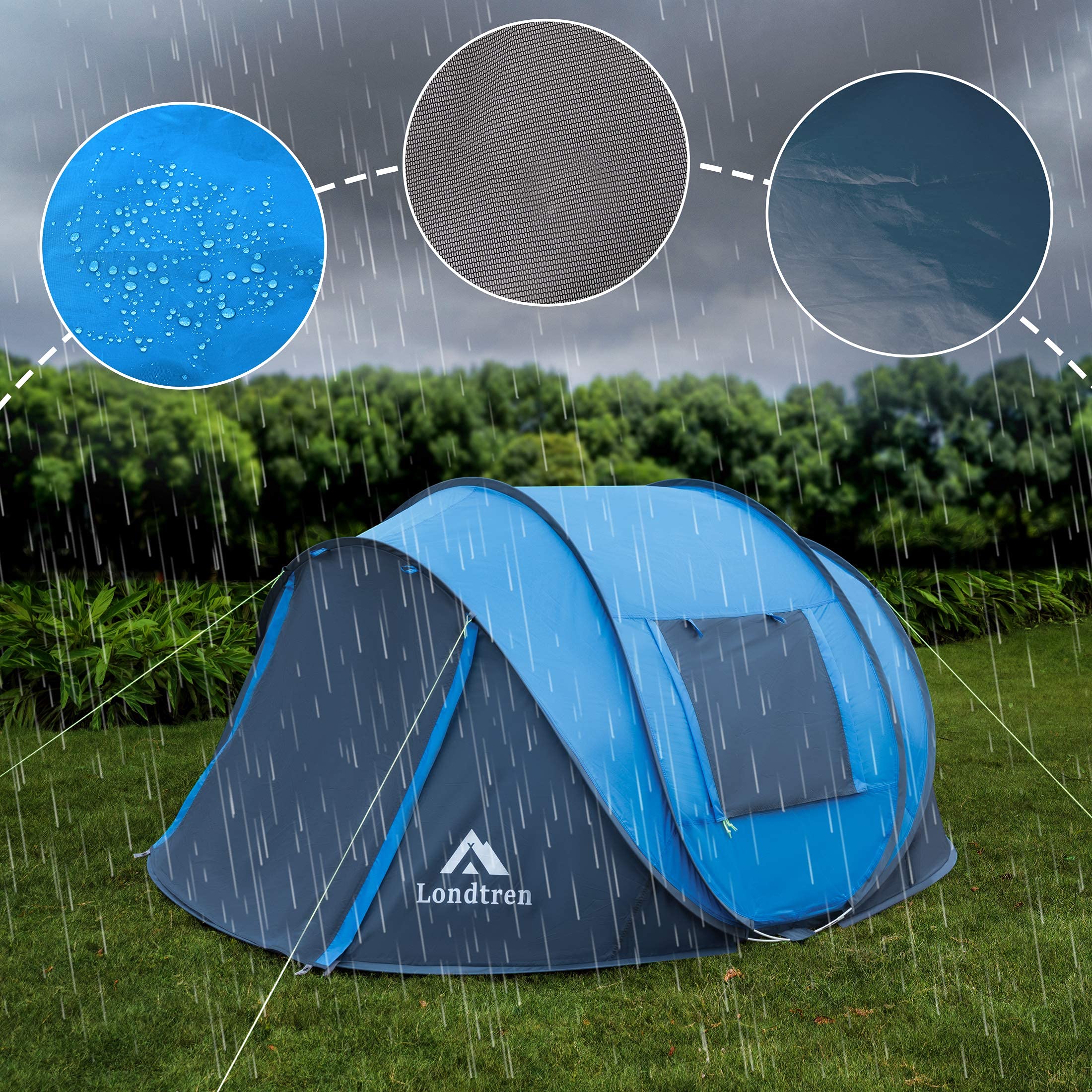 4 Person Waterproof Instant Pop-Up Tent with Dual Doors