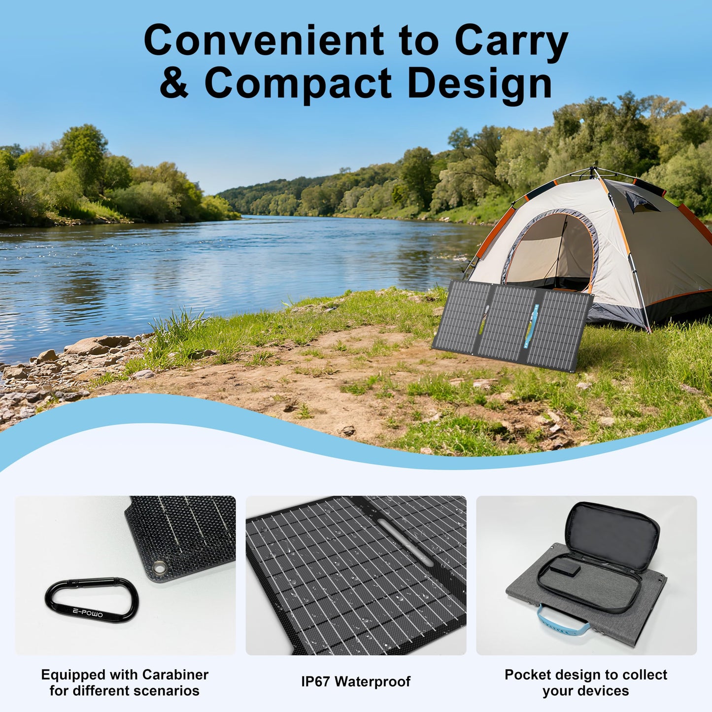 Foldable Waterproof Portable Solar Panel Charger for Camping and Off-Grid Use