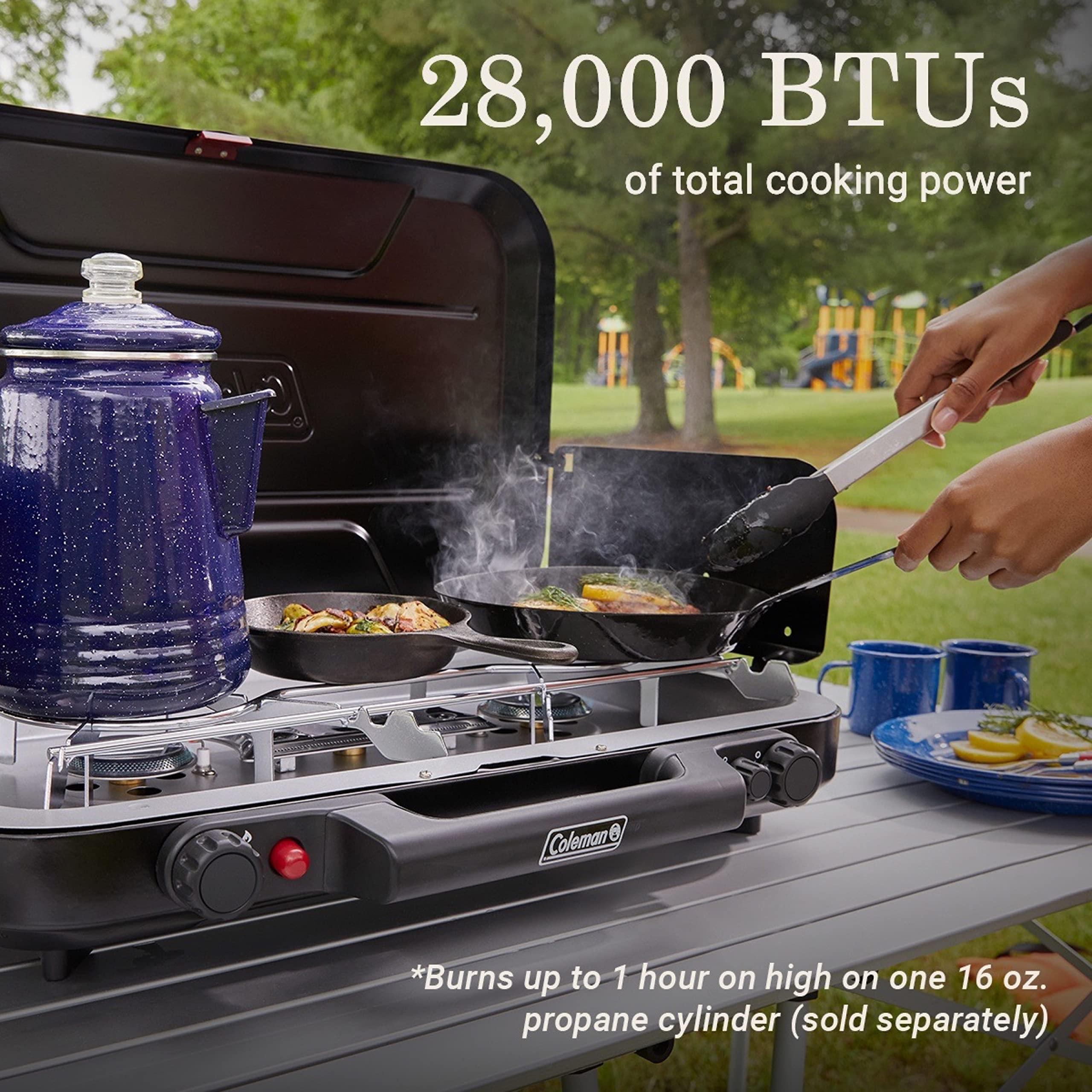 3-Burner Portable Propane Camping Stove with Adjustable Heat Control