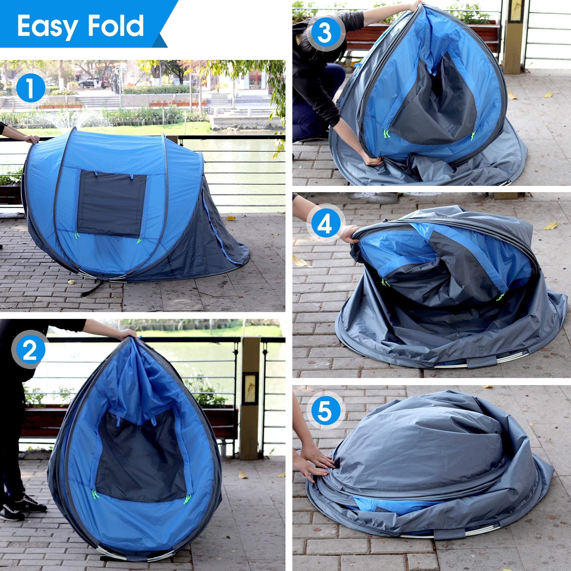 4 Person Waterproof Instant Pop-Up Tent with Dual Doors